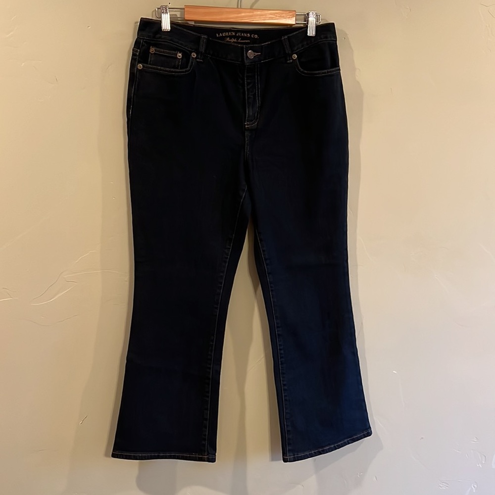 Ralph Lauren Jeans Dark Petite Straight Leg Blue Jeans size 10P